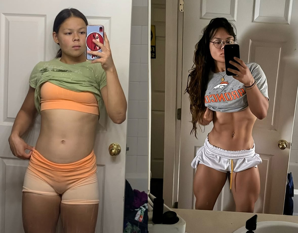 Coach's own transformation before and after.