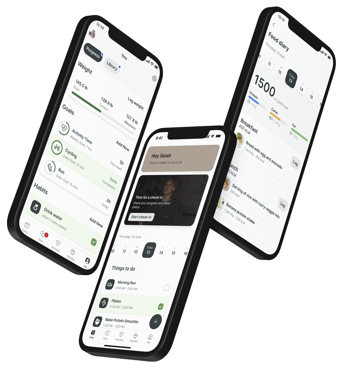 A mockup of the coaching app showcasing the features.